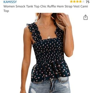 Smocked Navy Peplum Floral Top from Amazon - New